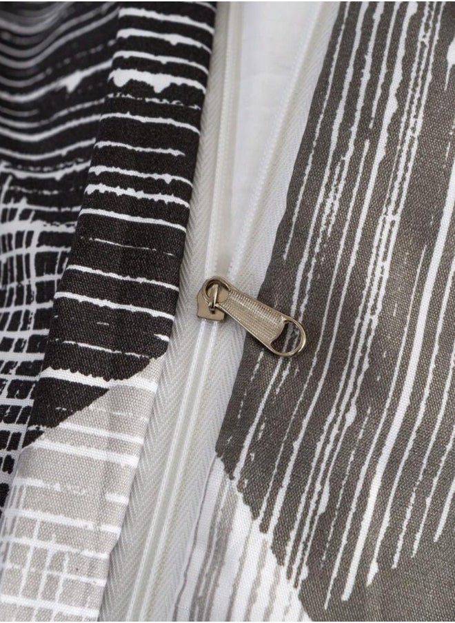 King Size 6 pieces Bedding Set, Simply geometric Grey Color.