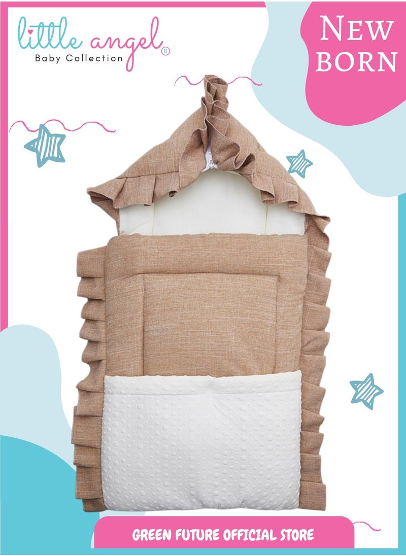 Baby Sleeping Bag – Soft Cotton Infant Sleep Sack, Portable Newborn Sleeping Nest with Hood, Warm and Breathable for Crib and Travel