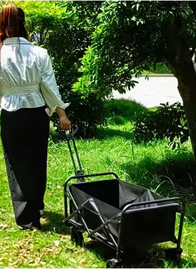 Folding Trolley Wagon Cart – Collapsible Outdoor Utility Wagon with Removable Fabric & Adjustable Handle | Portable Camping, Picnic, Beach & Garden Cart – Supports Up to 100kg