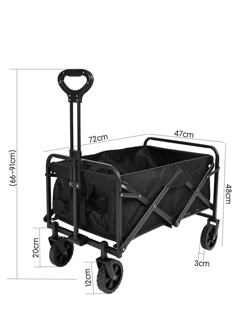 Folding Trolley Wagon Cart – Collapsible Outdoor Utility Wagon with Removable Fabric & Adjustable Handle | Portable Camping, Picnic, Beach & Garden Cart – Supports Up to 100kg