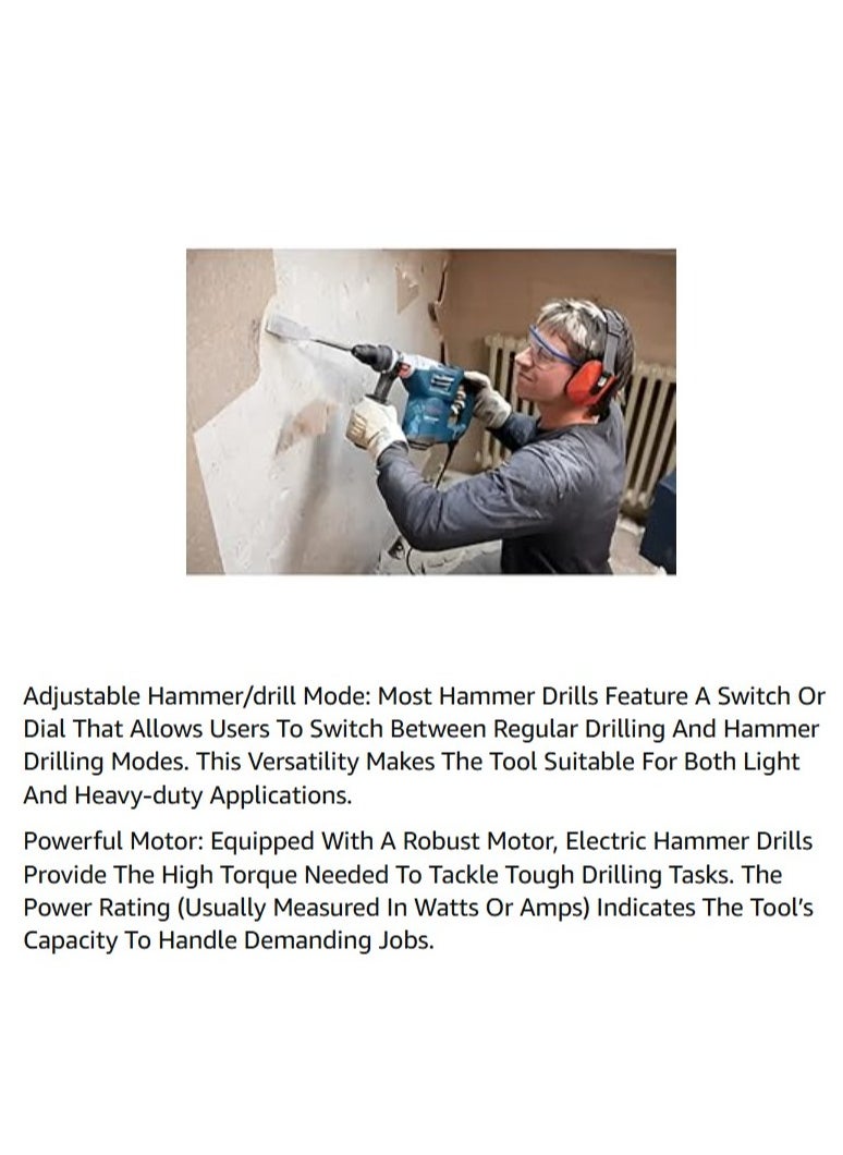 Rotary hammer Drill Machine 2-26mm-2200W demolition hammer 5 pieces Extra bit & 1Pair Hand Gloves