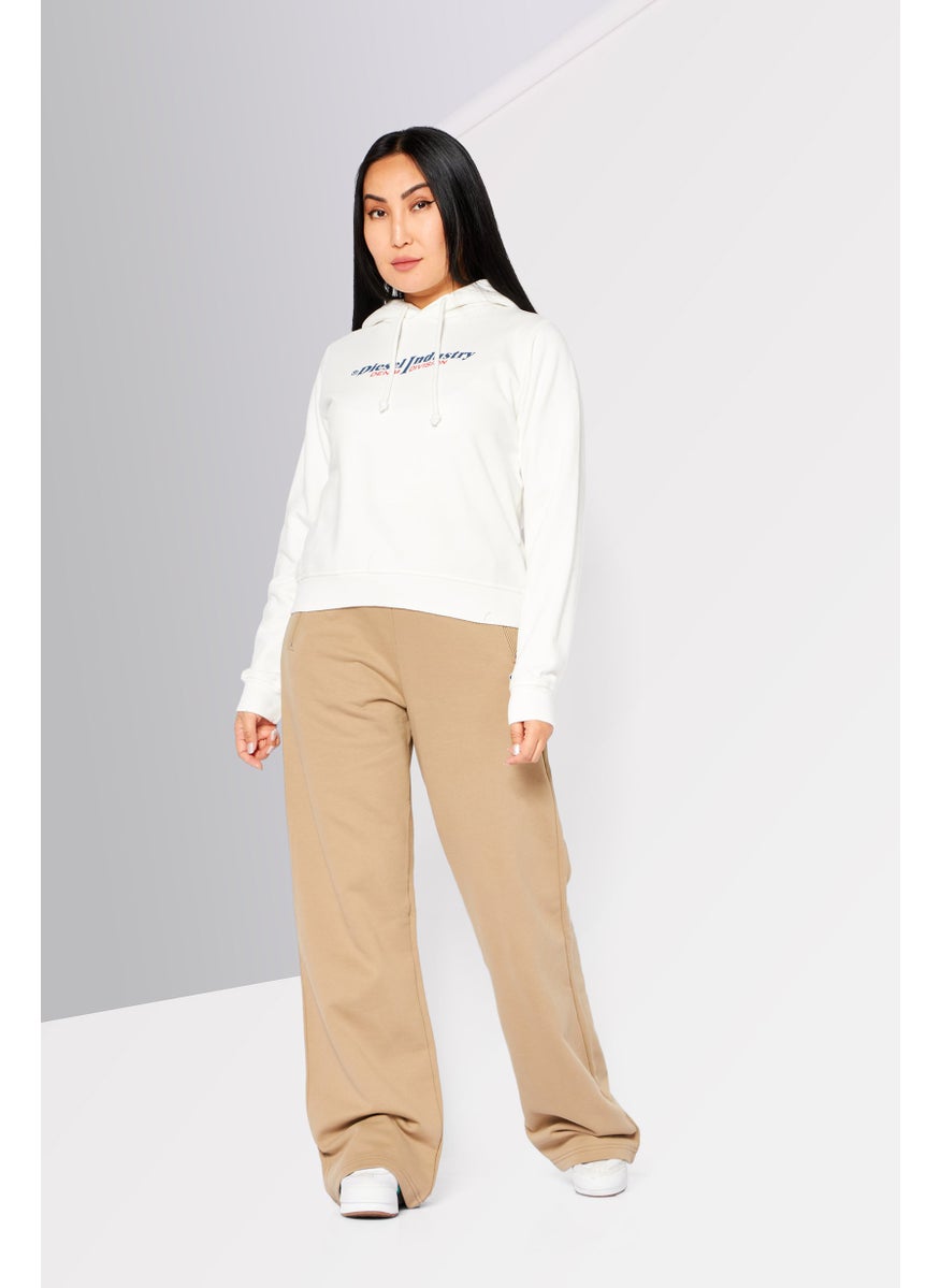 Women Graphic Hooded Sweatshirt, White