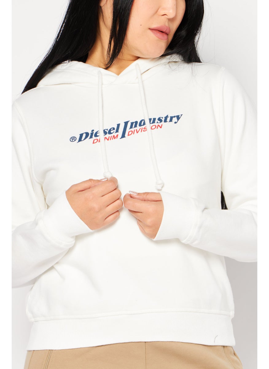 Women Graphic Hooded Sweatshirt, White