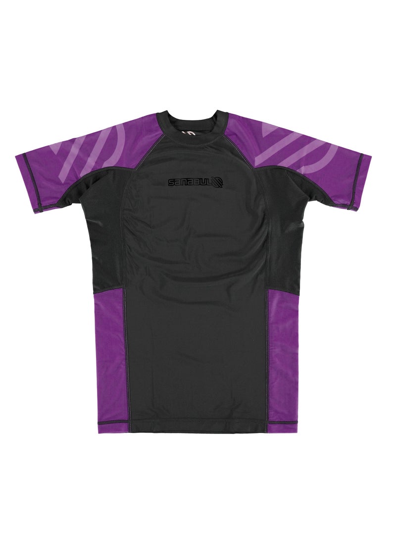 Sanabul Essential Short Sleeve Compression Shirt for Men | MMA Wrestling Jiu Jitsu BJJ Base Layer Rash Guard | Workout Men's Compression Shirt (Large, Purple)