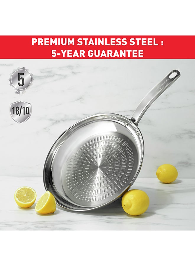 TEFAL Intuition frypan 28 cm | Premium Stainless Steel 18/10 | Perfect Searing | Easy Release | Robust handle | Induction | 2 Years Warranty | B8590635 Stainless Steel 28 cmcm