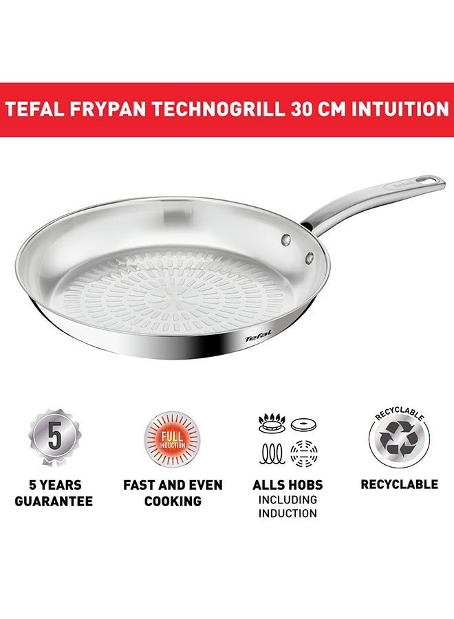 TEFAL Intuition frypan 28 cm | Premium Stainless Steel 18/10 | Perfect Searing | Easy Release | Robust handle | Induction | 2 Years Warranty | B8590635 Stainless Steel 28 cmcm