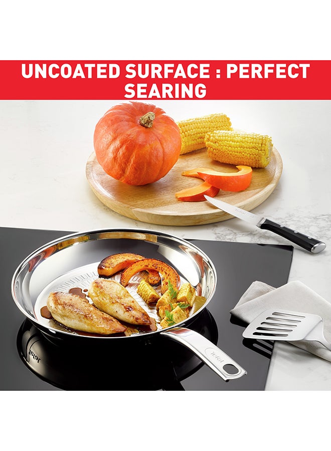 TEFAL Intuition frypan 28 cm | Premium Stainless Steel 18/10 | Perfect Searing | Easy Release | Robust handle | Induction | 2 Years Warranty | B8590635 Stainless Steel 28 cmcm
