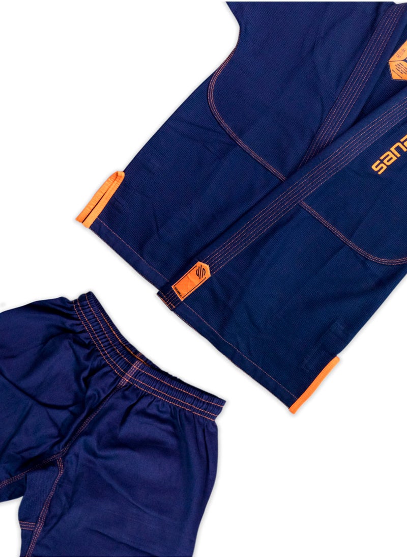 Sanabul Future Legends BJJ Gi for Kids | Premium Youth Brazilian Jiu Jitsu Gi with FREE White Belt | Lightweight & Durable Jiu Jitsu Kimono for Children and Youth (NAVY/ORANGE, K0)