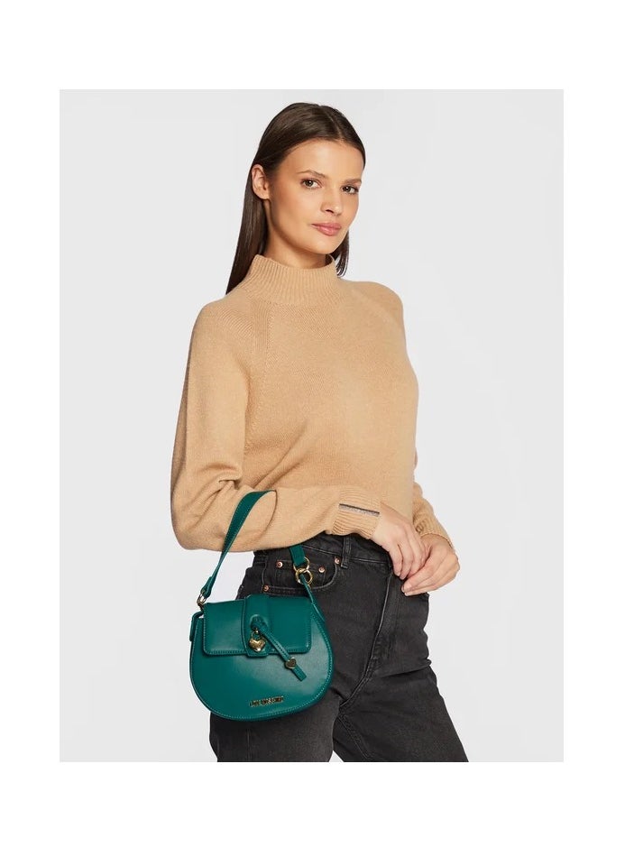 Heart Emblem Leather Shoulder Bag in Green for Women - Bold & Unique