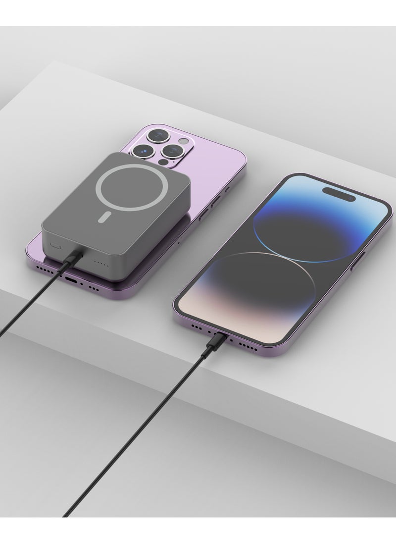 20000mAh Magsafe Power Bank 20W PD & 15W Wireless / Simultaneous Charging / Compact Design / USB-C Output & Input  - Dark Grey