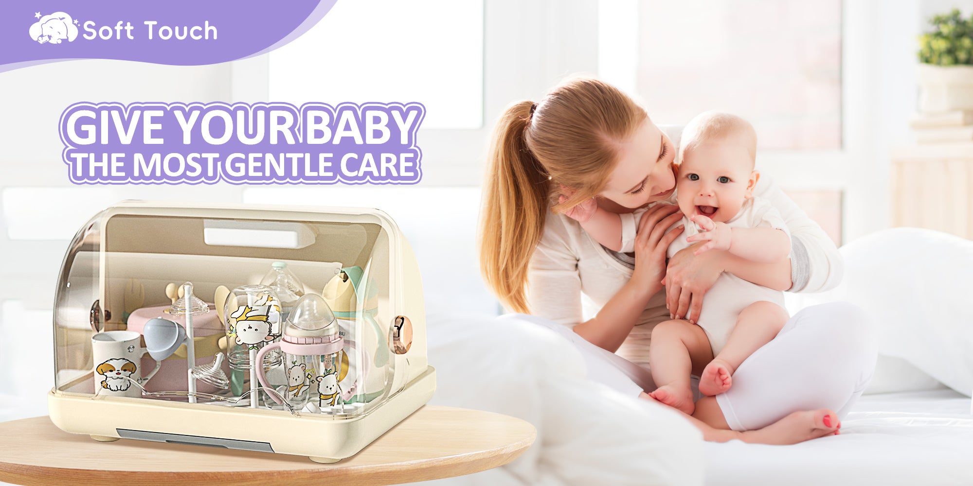 Baby Bottle Dryer Rack With Removable Water Tray Nursing Baby Bottle Storage Box Countertop Rack For Toddler Bottles And Storage Box