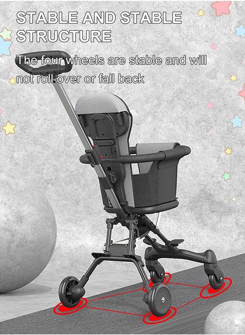 Baby Stroller, Two-Way Lightweight Strollers, Easy Fold Push Chair With Four Wheels