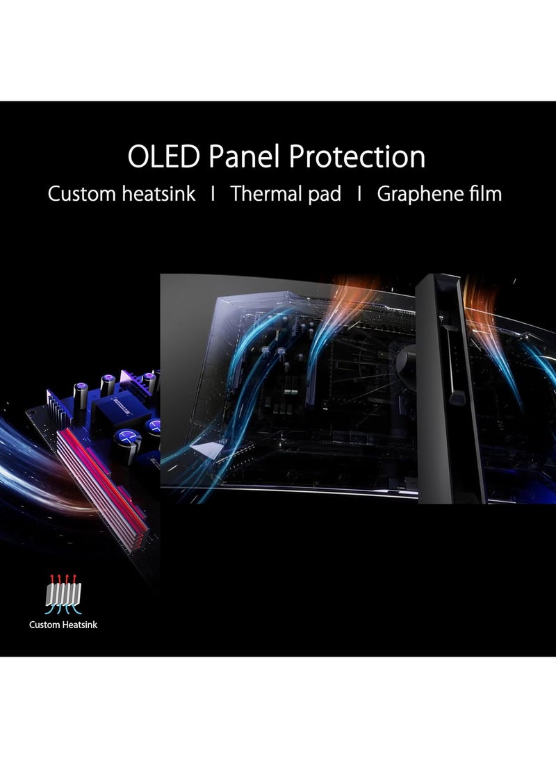 49 inch ROG Swift OLED PG49WCD gaming monitor (5120x1440) curved QD-OLED panel, 144 Hz, 0.03 ms, G-SYNC® compatible, custom heatsink, uniform brightness, ROG Smart KVM, 90 W Type-C, ASUS DisplayWidget Center Black