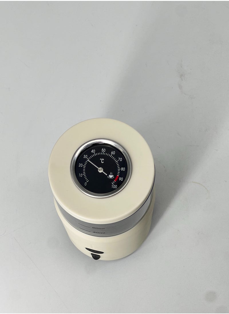 Portable Espresso Coffee Machine with 15 Bar Pressure and Temperature Gauge Coffee Maker / 80ml Water Tank / Heating Extraction / Capsule & Powder - White
