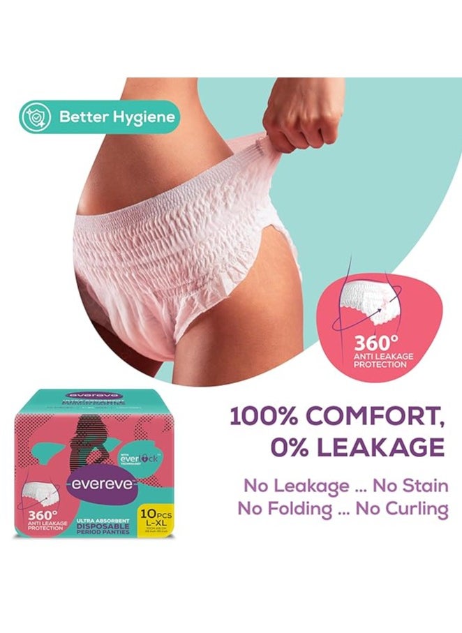 Ultra Absorbent Disposable Period Panties,L-Xl,2X10'S Pack,0% Leaks,Sanitary Protection For Women&Girls,Maternity Delivery Pads,360° Protection,Postpartum&Overnight Use,Heavy Flow,1 Count