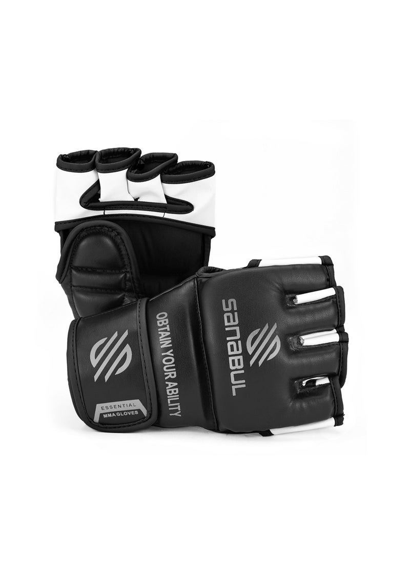 Sanabul Essential MMA Gloves for Men and Women | Professional Fight Gloves for Sparring, Grappling, and Bag Training | Trusted by Pro Fighters (Metallic Silver, Large/X-Large)