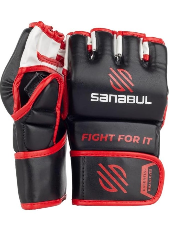 Essential MMA Gloves for Men and Women | Professional Fight Gloves for Sparring, Grappling, and Bag Training | Trusted by Pro Fighters (Black/Red, Small/Medium)