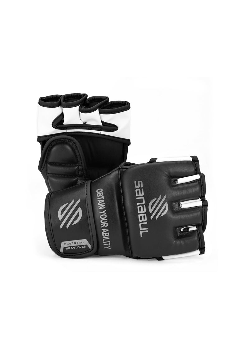 Sanabul Essential MMA Gloves for Men and Women | Professional Fight Gloves for Sparring, Grappling, and Bag Training | Trusted by Pro Fighters (Metallic Silver, Small/Medium)