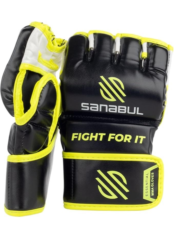 Essential MMA Gloves for Men and Women | Professional Fight Gloves for Sparring, Grappling, and Bag Training | Trusted by Pro Fighters (Black/Green, Large/X-Large)