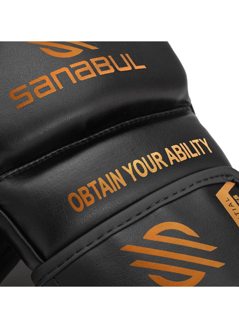 Sanabul Essential MMA Gloves for Men and Women | Professional Fight Gloves for Sparring, Grappling, and Bag Training | Trusted by Pro Fighters (Metallic Copper, Large/X-Large)