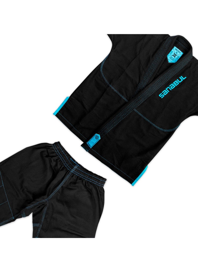 Future Legends BJJ Gi for Kids | Premium Youth Brazilian Jiu Jitsu Gi with FREE White Belt | Lightweight & Durable Jiu Jitsu Kimono for Children and Youth (BLACK/BLUE, K2)