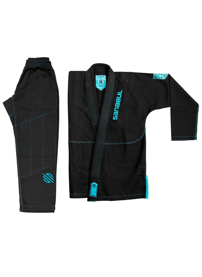 Future Legends BJJ Gi for Kids | Premium Youth Brazilian Jiu Jitsu Gi with FREE White Belt | Lightweight & Durable Jiu Jitsu Kimono for Children and Youth (BLACK/BLUE, K2)