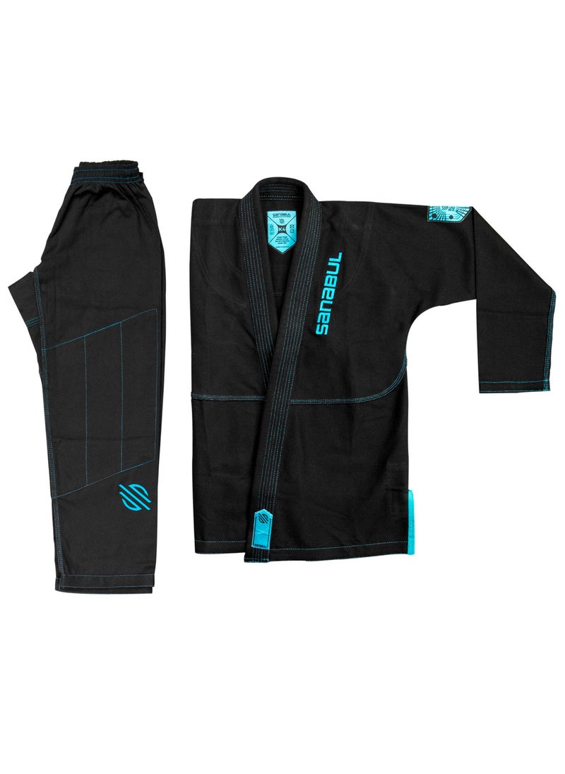 Future Legends BJJ Gi for Kids | Premium Youth Brazilian Jiu Jitsu Gi with FREE White Belt | Lightweight & Durable Jiu Jitsu Kimono for Children and Youth (BLACK/BLUE, K4)