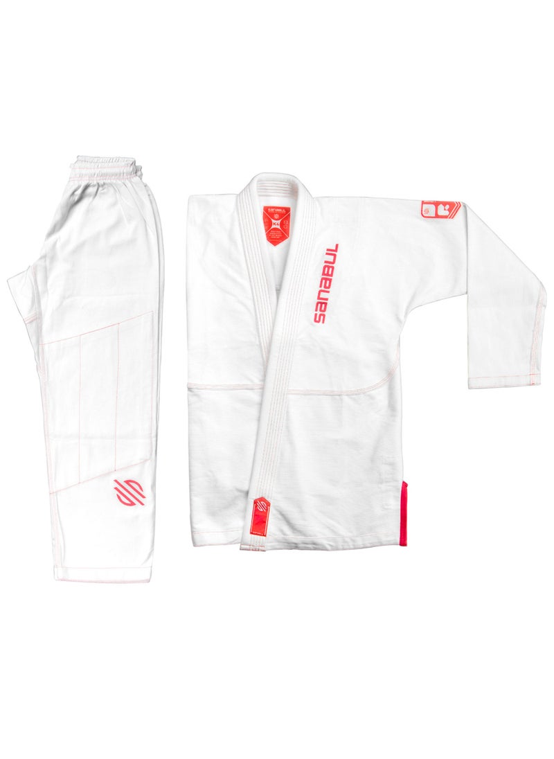 Future Legends BJJ Gi for Kids | Premium Youth Brazilian Jiu Jitsu Gi with FREE White Belt | Lightweight & Durable Jiu Jitsu Kimono for Children and Youth (White/Red, K3)