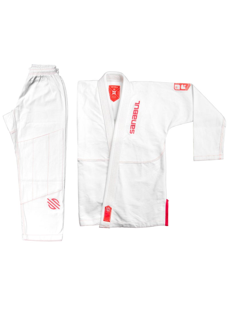 Future Legends BJJ Gi for Kids | Premium Youth Brazilian Jiu Jitsu Gi with FREE White Belt | Lightweight & Durable Jiu Jitsu Kimono for Children and Youth (White/Red, K1)