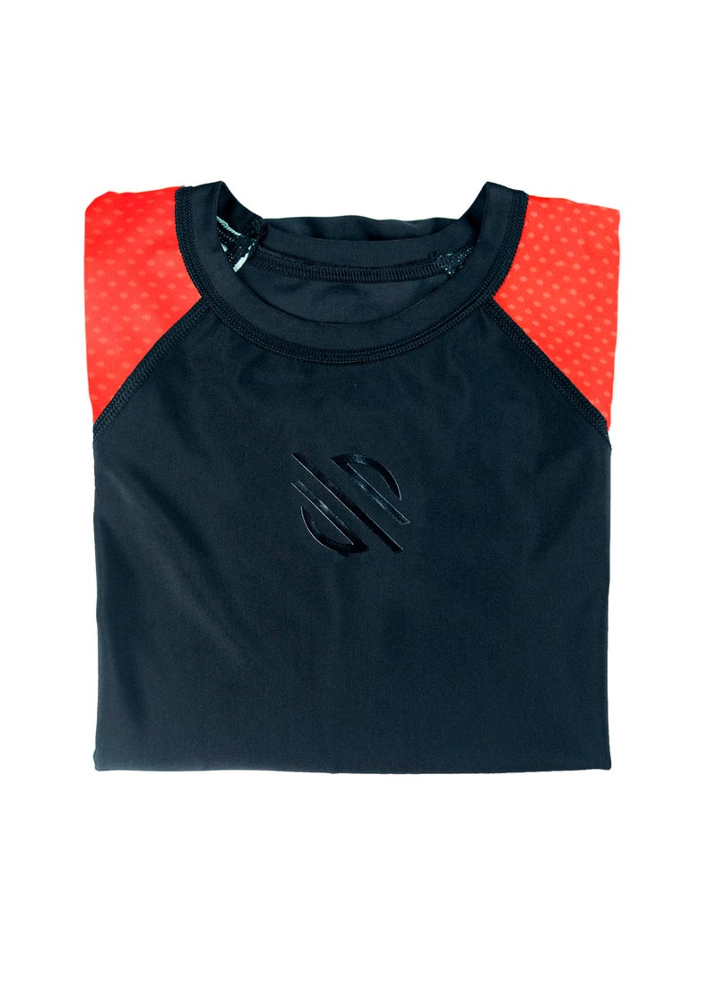 Sanabul Kids Essential Long Sleeve RashGuard | Ideal for BJJ, MMA & More | Comfortable, Durable, SPF 50 Protection | Perfect Fit with Our Kids' Size Guide | Boys and Girls Rash Guard (Red, 2XL)