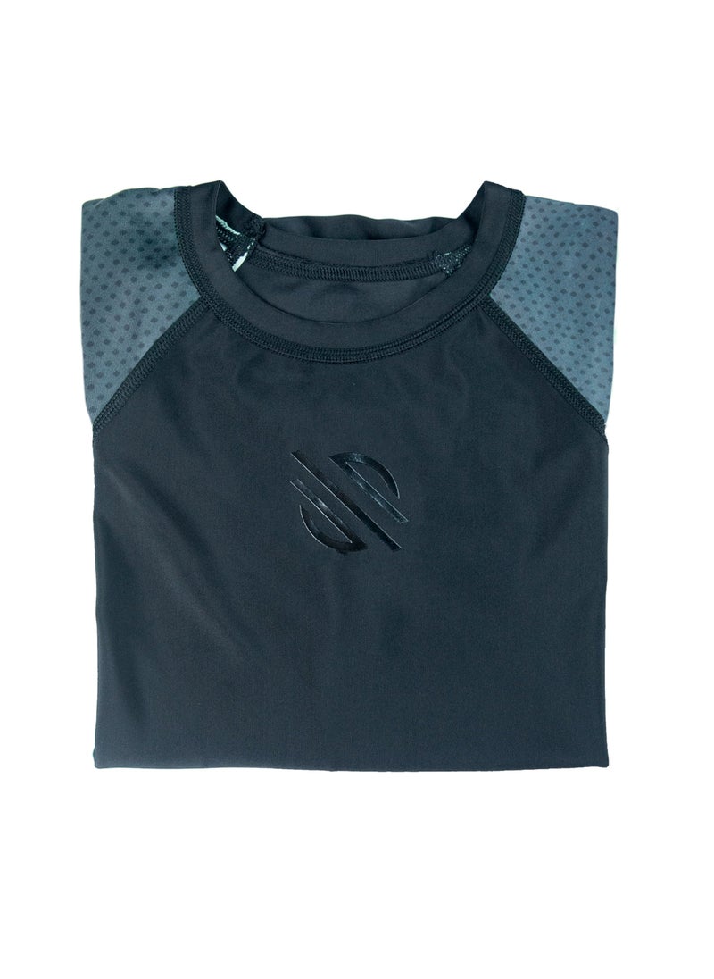 Sanabul Kids Essential Long Sleeve RashGuard | Ideal for BJJ, MMA & More | Comfortable, Durable, SPF 50 Protection | Perfect Fit with Our Kids' Size Guide | Boys and Girls Rash Guard (Black, 2XL)