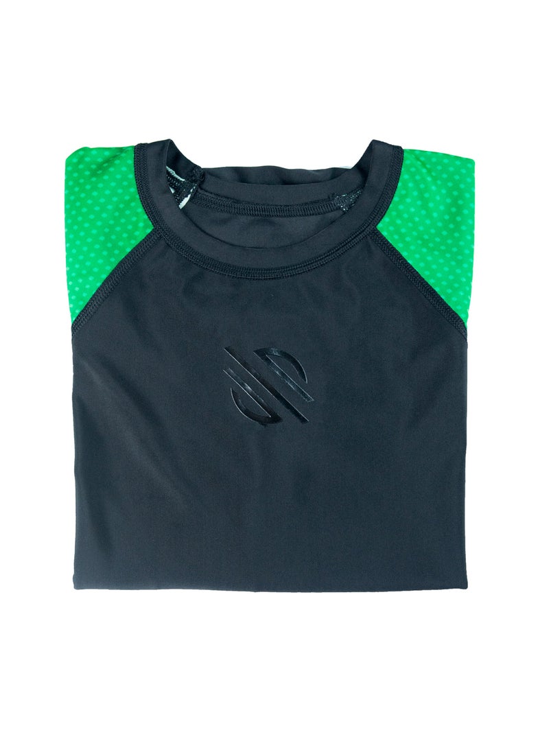 Sanabul Kids Essential Long Sleeve RashGuard | Ideal for BJJ, MMA & More | Comfortable, Durable, SPF 50 Protection | Perfect Fit with Our Kids' Size Guide | Boys and Girls Rash Guard (Green, XL)