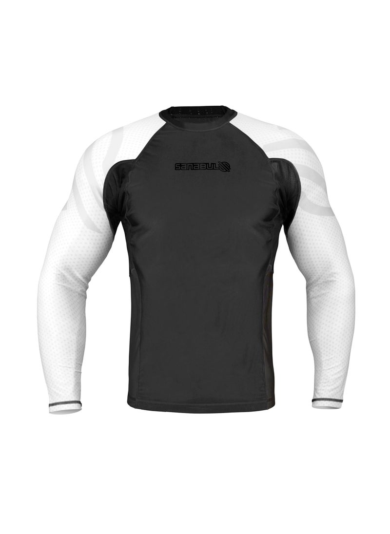 Sanabul Essential Long Sleeve Compression Shirts for Men | MMA BJJ Athletic Compression Shirt | Men Cross Training Rashguard (Small, White)