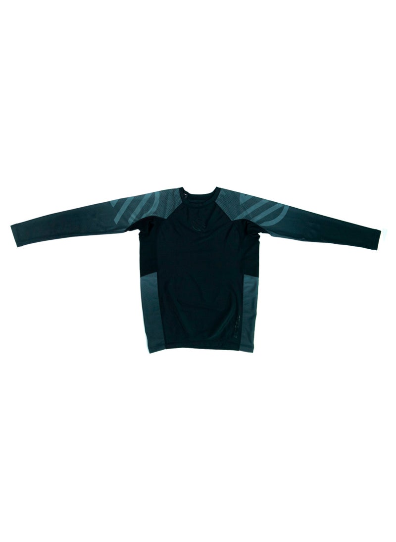 Sanabul Kids Essential Long Sleeve RashGuard | Ideal for BJJ, MMA & More | Comfortable, Durable, SPF 50 Protection | Perfect Fit with Our Kids' Size Guide | Boys and Girls Rash Guard (Black, Large)