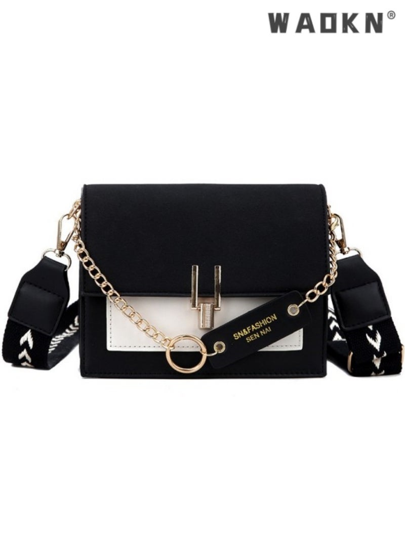 Women's Versatile Contrasting Shoulder Bag, Ladies Fashionable Matte Small Square Bag Crossbody Bag Handbag, Chain Frosted PU Tote Bag Carrying Bag Sling Bag for College Students and Youth