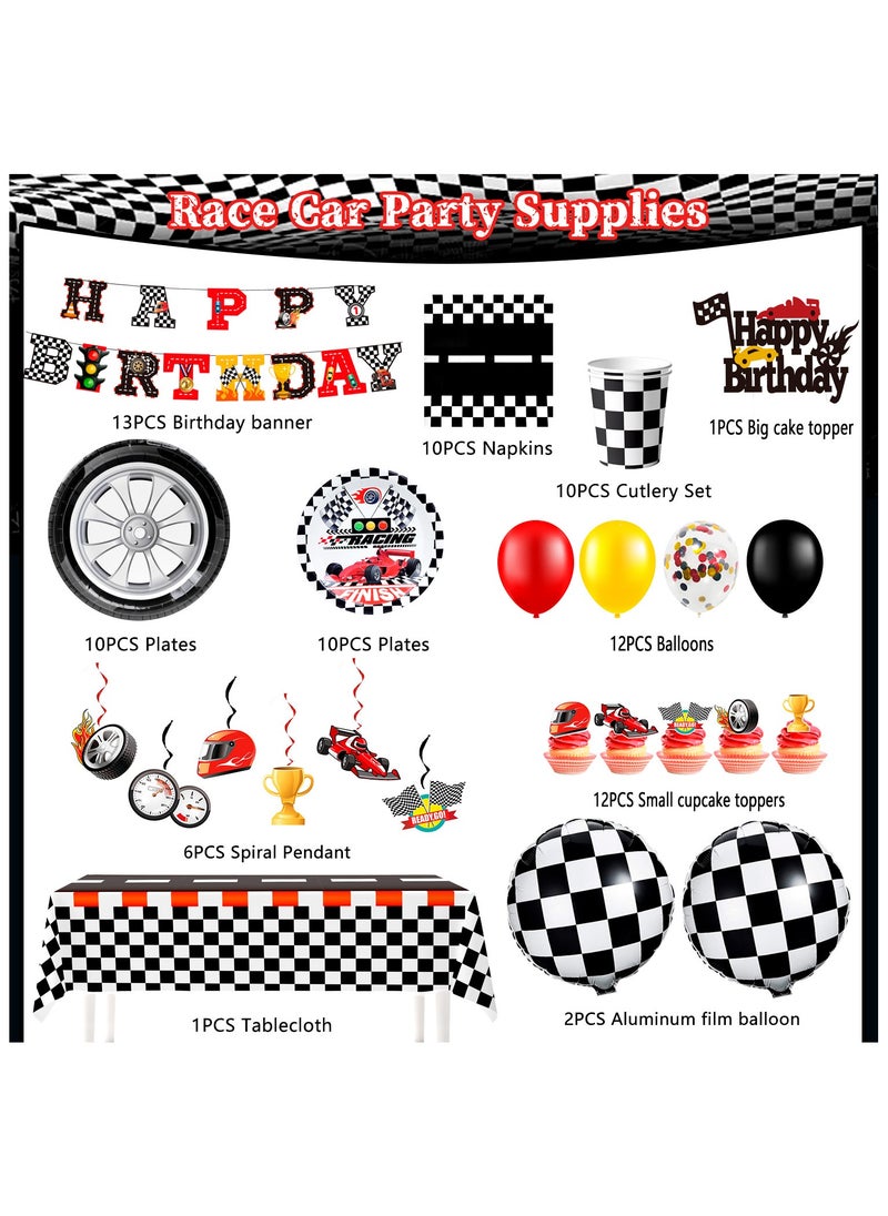Race Car Birthday Decorations for 10 Guests, Cars Party  Disposable Tableware Party  Set