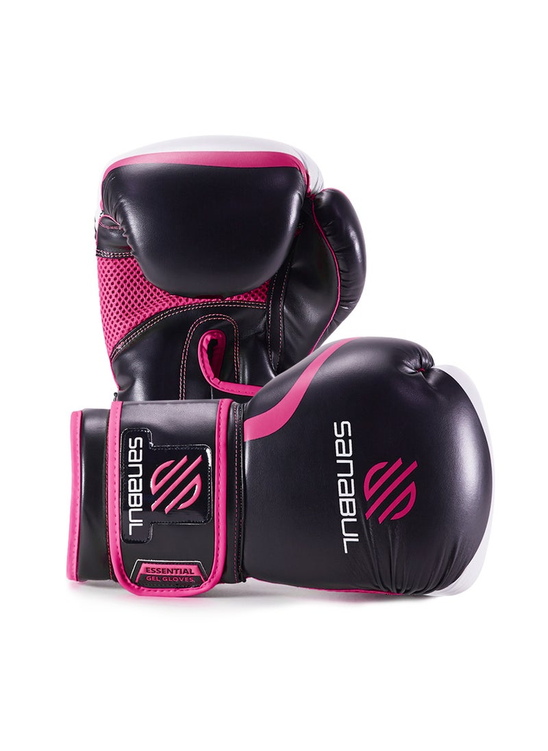 Essential Gel Boxing Gloves | Pro-Tested Kickboxing Gloves for Men and Women | Ideal for Boxing, MMA, Muay Thai, and Heavy Bag Training Women, Black/Pink