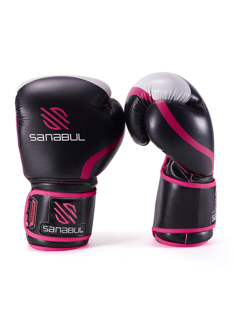 Essential Gel Boxing Gloves | Pro-Tested Kickboxing Gloves for Men and Women | Ideal for Boxing, MMA, Muay Thai, and Heavy Bag Training Women, Black/Pink