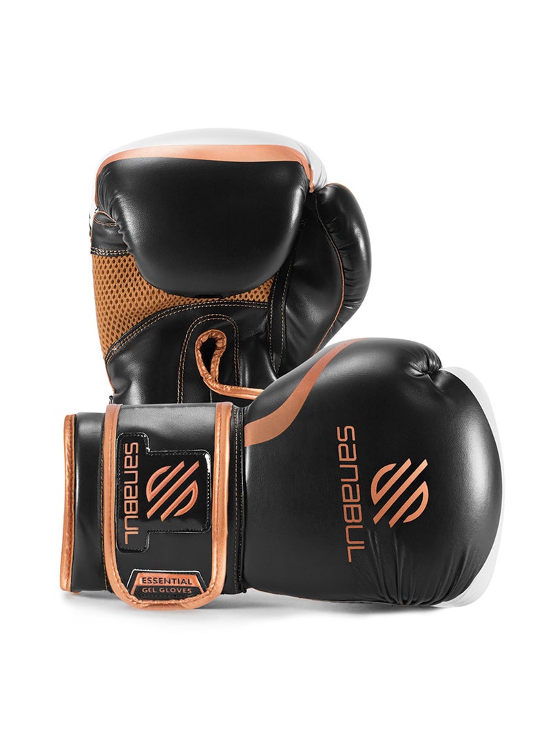 Essential Gel Boxing Gloves | Pro-Tested Kickboxing Gloves for Men and Women | Ideal for Boxing, MMA, Muay Thai, and Heavy Bag Training Black/Copper