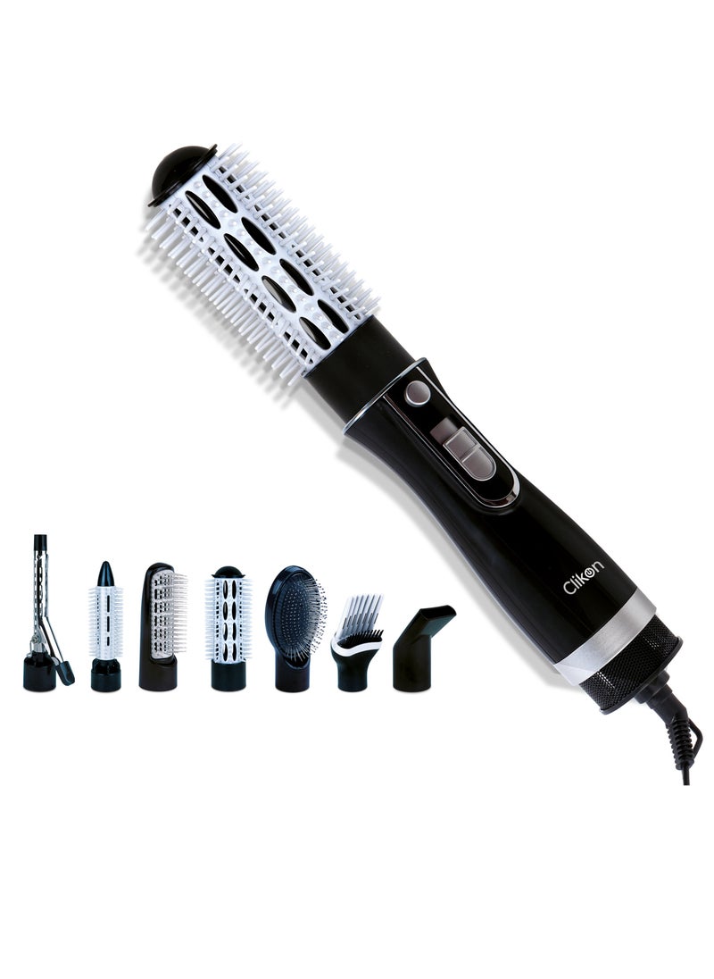 Clikon 8-IN-1 Hair Styler-1 Speed With 3 temperature Settings and 7 Attachments, 360-Degree Swivel Cord, Perfect for Salon and At Home Styling, 7 Interchangeable Heads, 2 Years Warranty