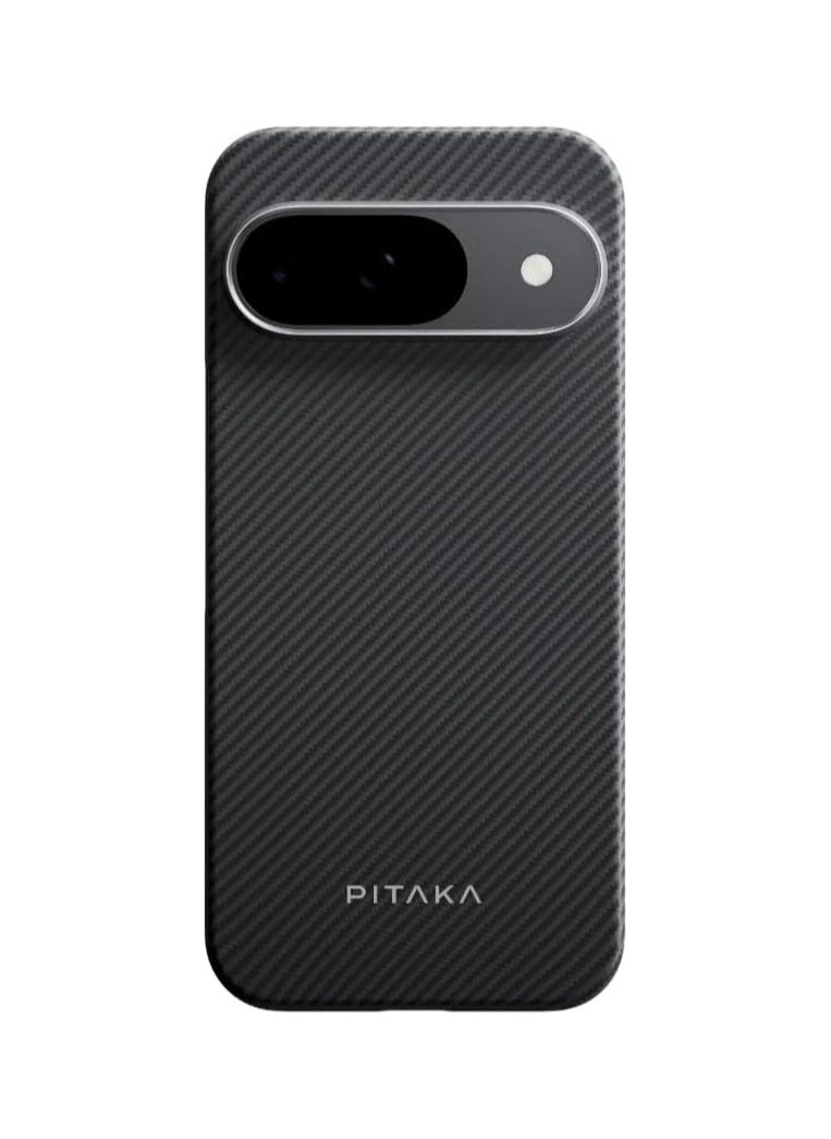 PItaka Google Pixel 9 Series Case, Slim & Light Pixel Fold Case MagSafe, Aramid Fiber Made [MagEZ Case 5 - Fusion Weaving Black/Grey] (Pixel 9 Pro XL)