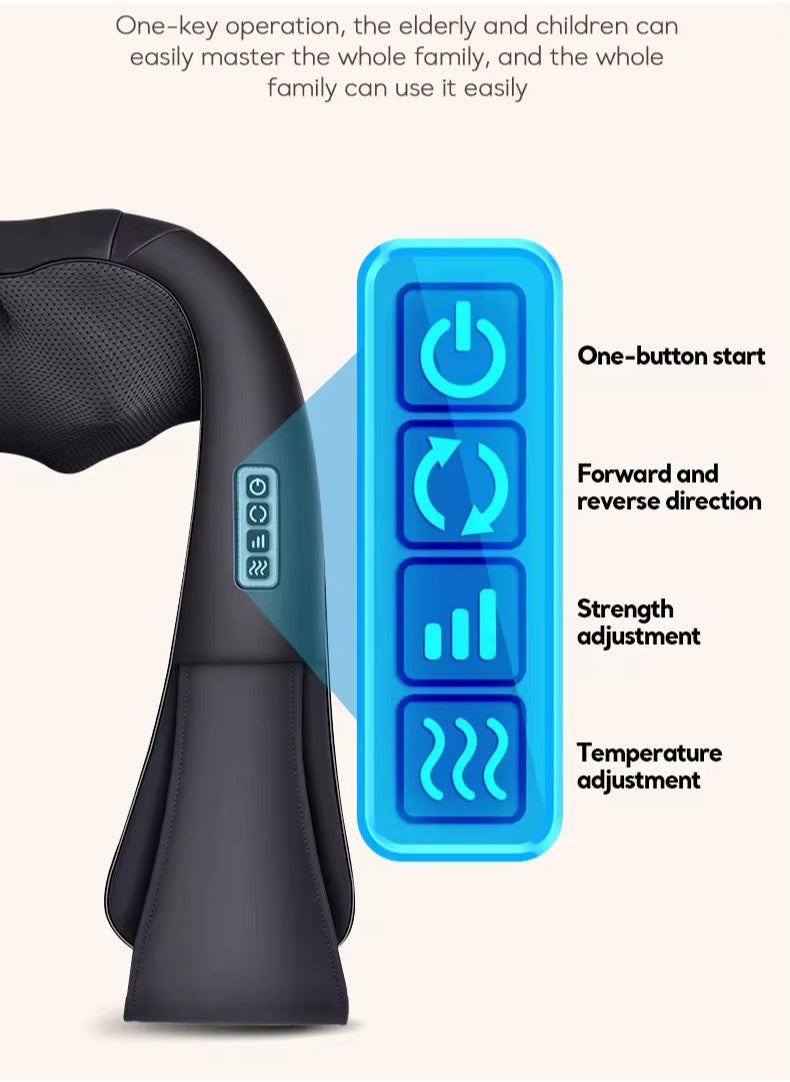 Heated Shiatsu Neck & Shoulder Massager – 3D Kneading for Pain Relief at Home, Office & Car