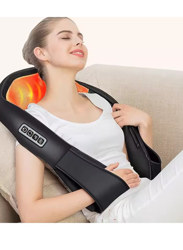 Heated Shiatsu Neck & Shoulder Massager – 3D Kneading for Pain Relief at Home, Office & Car