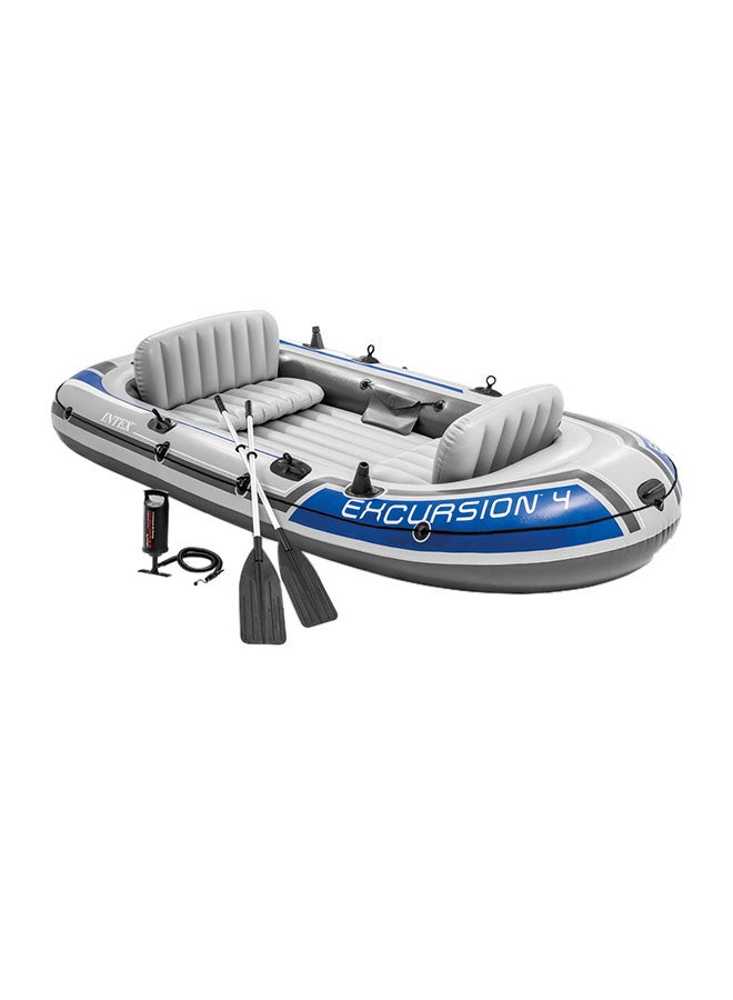 INTEX Excursion Inflatable Boat Series: Includes Deluxe 54in Boat Oars and High-Output Pump – SuperTough PVC – Adjustable Seats with Backrest – Fishing Rod Holders – Welded Oar Locks