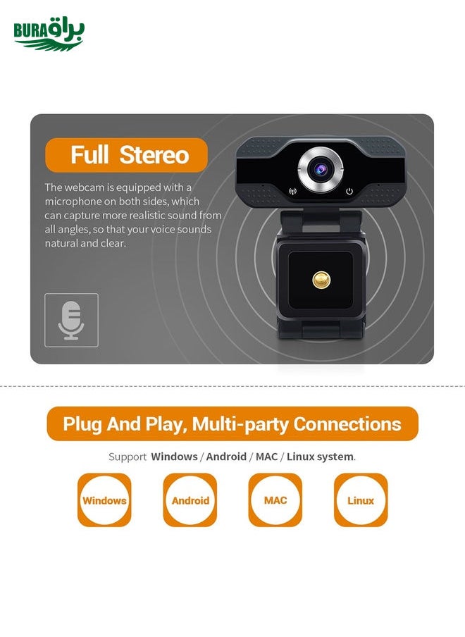 HD 1080P Webcam Built-in Microphone Smart Web Camera USB Streaming Beauty Live Camera for Computer Android TV