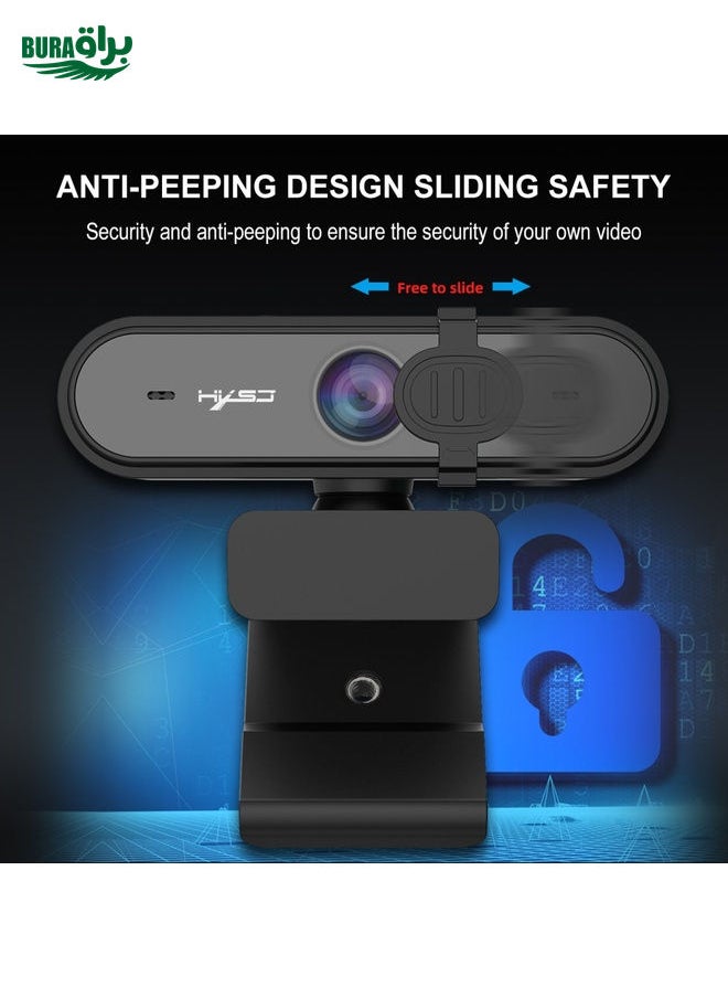 HXSJ S6 HD 1080P 95 Degree Wide-angle High-definition Computer Camera with Microphone(Black)