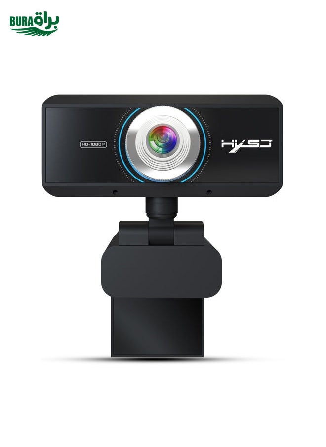 HXSJ S4 1080P Adjustable 180 Degree HD Manual Focus Video Webcam PC Camera with Microphone(Black)