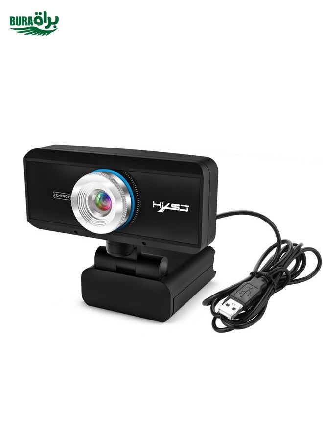HXSJ S4 1080P Adjustable 180 Degree HD Manual Focus Video Webcam PC Camera with Microphone(Black)
