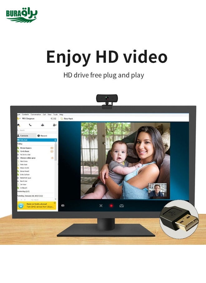 C3 400W Pixels 2K Resolution Auto Focus HD 1080P Webcam 360 Rotation For Live Broadcast Video Conference Work WebCamera With Mic USB Driver-free