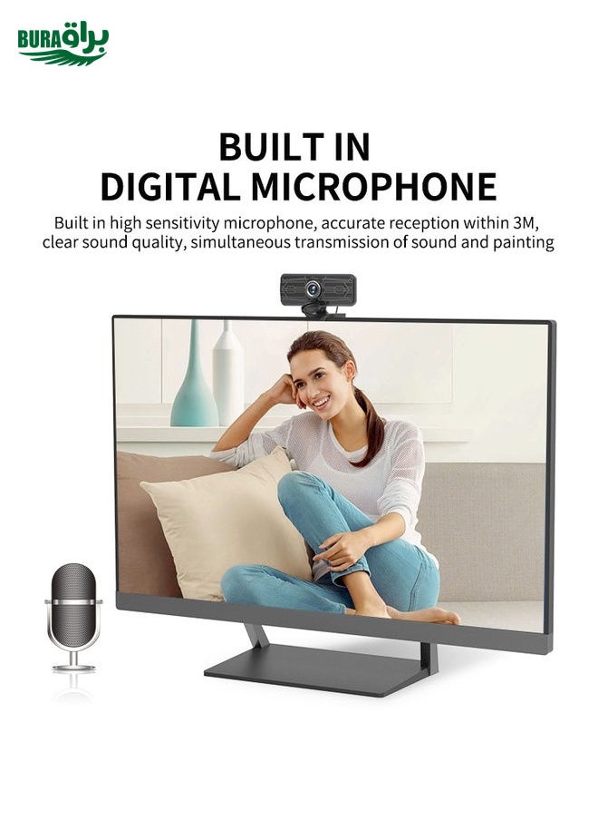 Gsou T16s 1080P HD Webcam with Cover Built-in Microphone for Online Classes Broadcast Conference Video